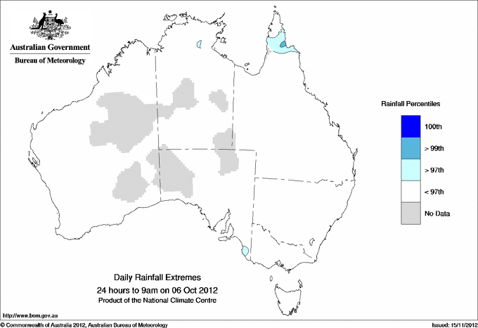 Australian daily rainfall extreme area maps
