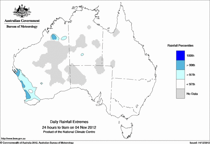Australian daily rainfall extreme area maps