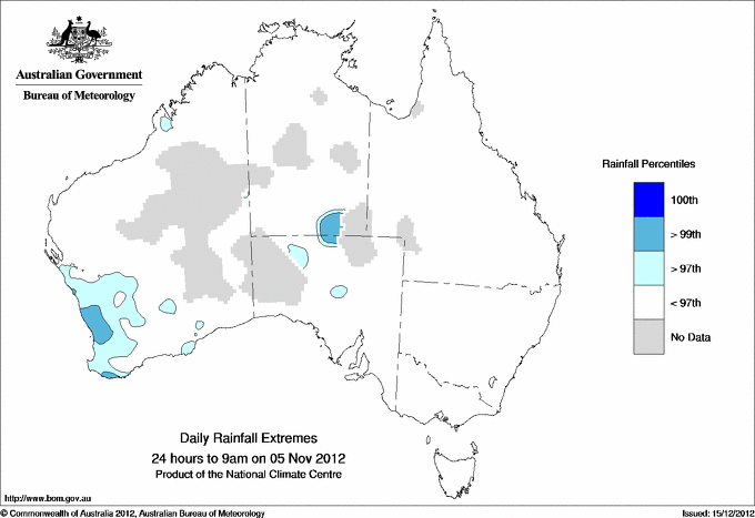 Australian daily rainfall extreme area maps