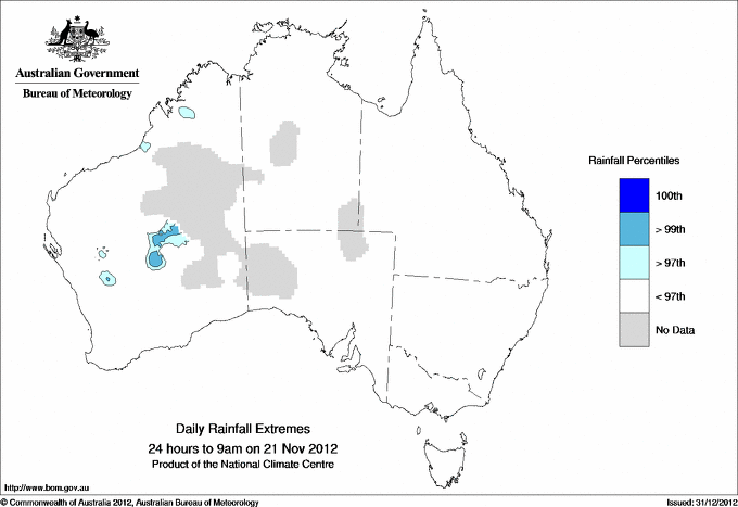 Australian daily rainfall extreme area maps