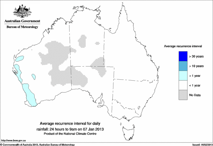 Australian daily rainfall average recurrence interval maps