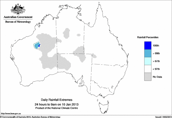 Australian daily rainfall extreme area maps