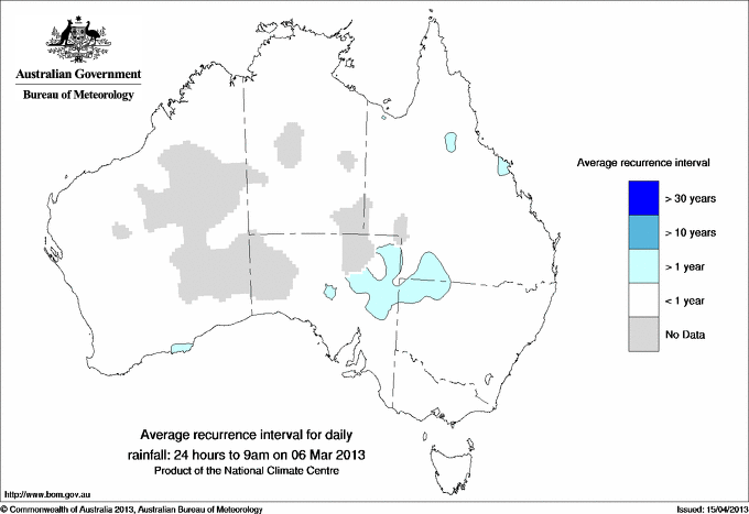 Australian daily rainfall average recurrence interval maps