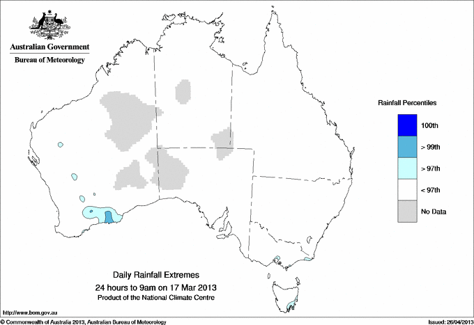 Australian daily rainfall extreme area maps