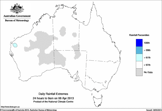Australian daily rainfall extreme area maps
