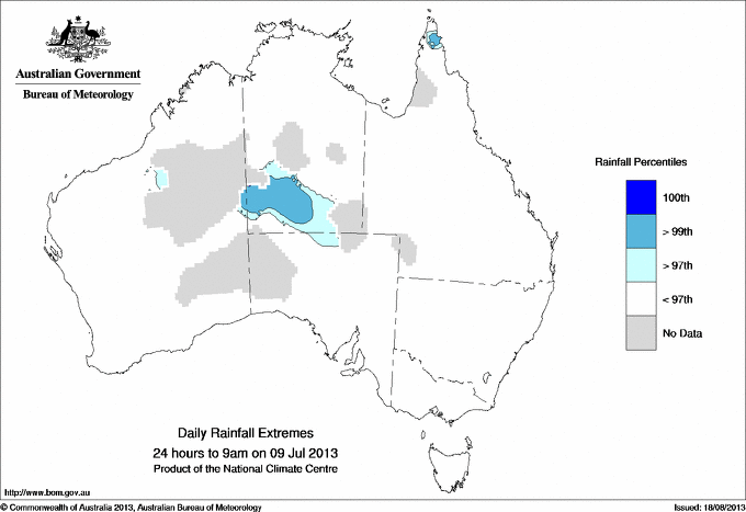 Australian daily rainfall extreme area maps