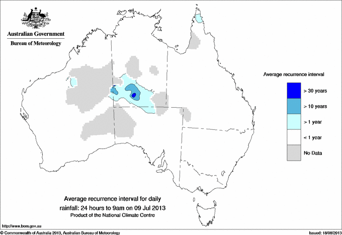 Australian daily rainfall average recurrence interval maps
