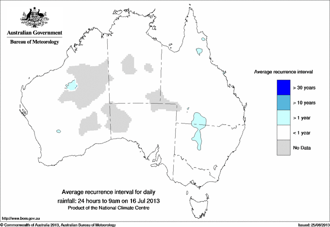 Australian daily rainfall average recurrence interval maps
