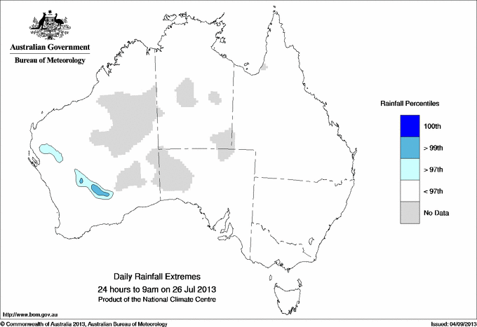 Australian daily rainfall extreme area maps