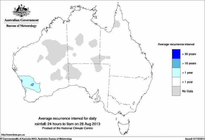 Australian daily rainfall average recurrence interval maps
