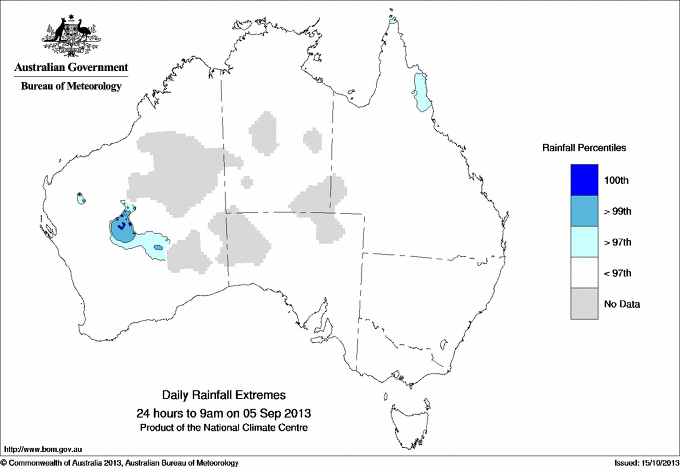 Australian daily rainfall extreme area maps