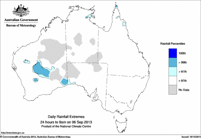 Australian daily rainfall extreme area maps
