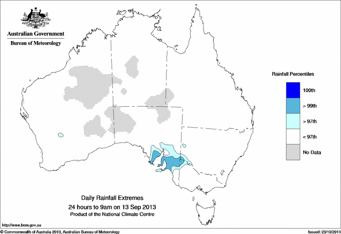 Australian daily rainfall extreme area maps