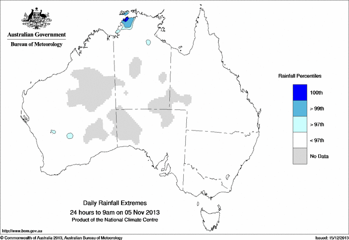 Australian daily rainfall extreme area maps