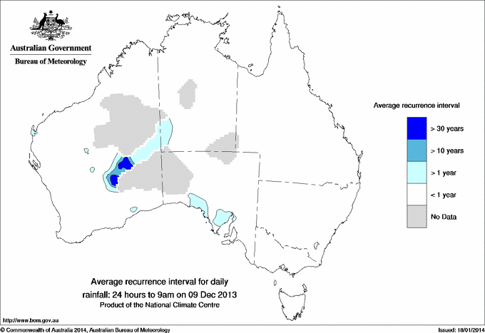 Australian daily rainfall average recurrence interval maps
