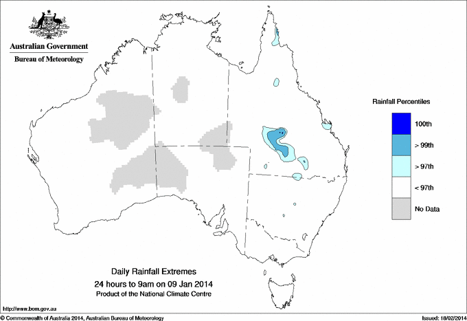 Australian daily rainfall extreme area maps