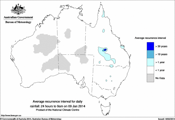 Australian daily rainfall average recurrence interval maps