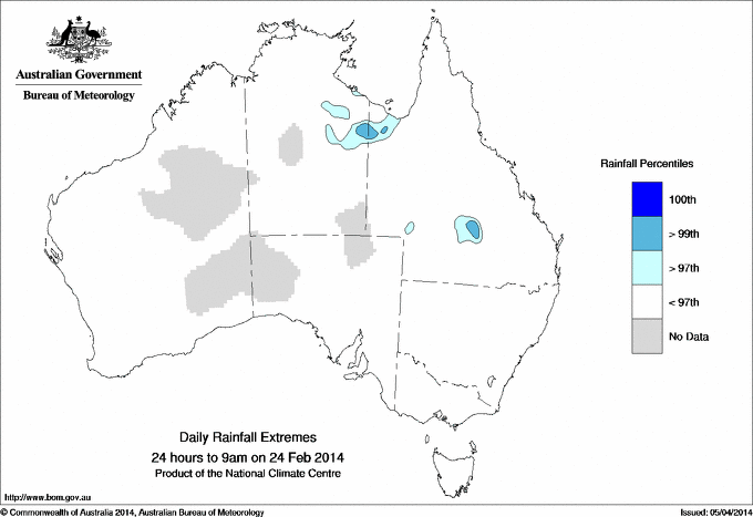 Australian daily rainfall extreme area maps