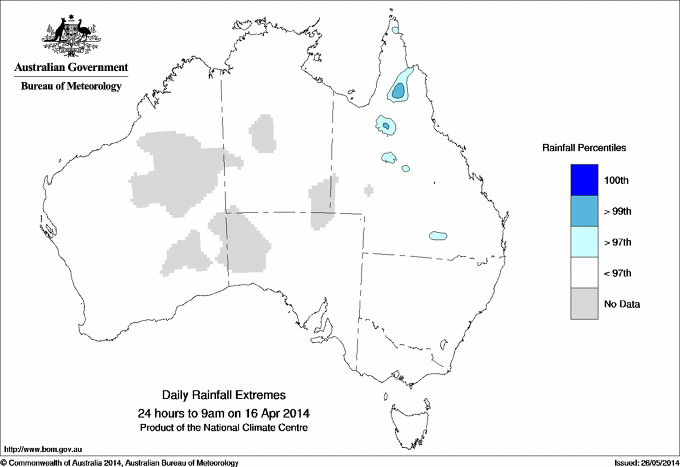 Australian daily rainfall extreme area maps