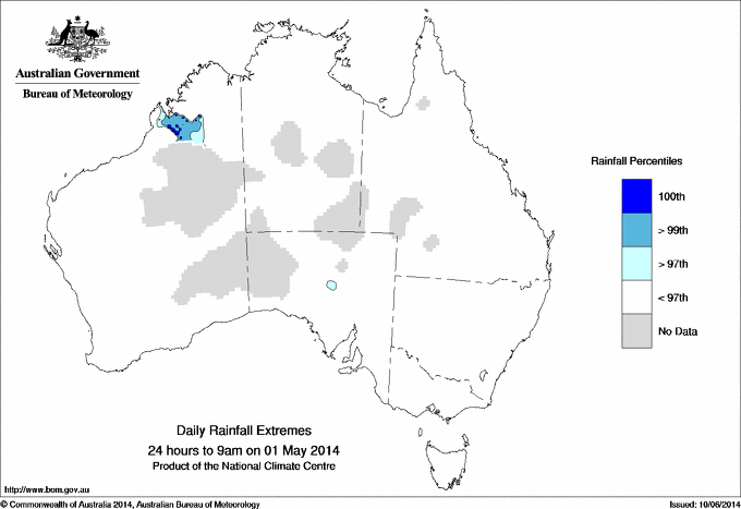 Australian daily rainfall extreme area maps