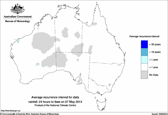 Australian daily rainfall average recurrence interval maps