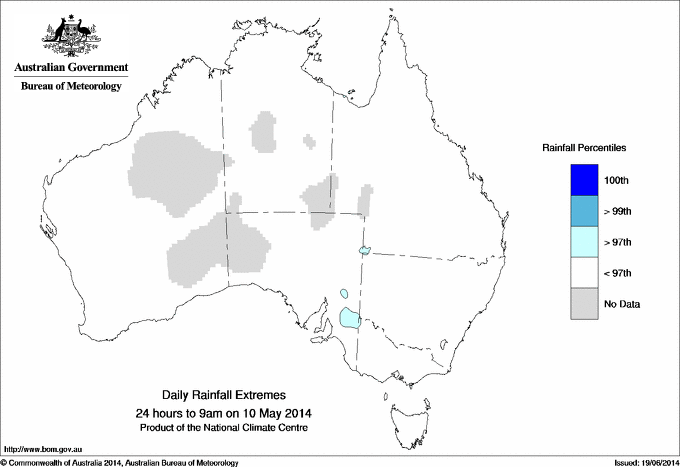 Australian daily rainfall extreme area maps