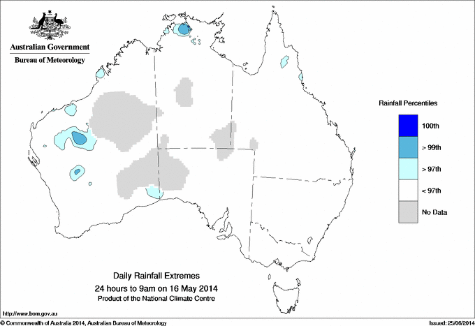Australian daily rainfall extreme area maps