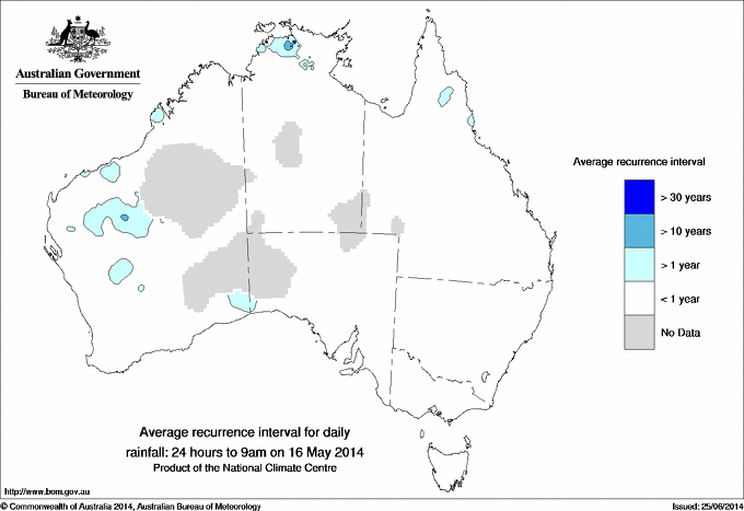 Australian daily rainfall average recurrence interval maps