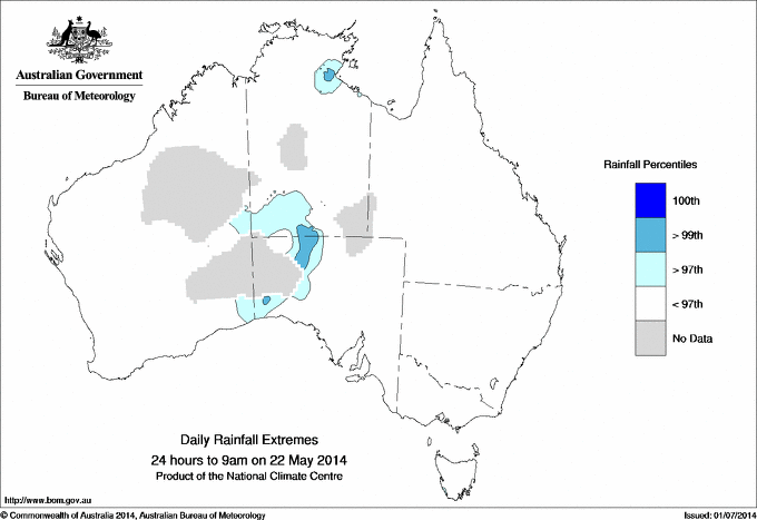 Australian daily rainfall extreme area maps