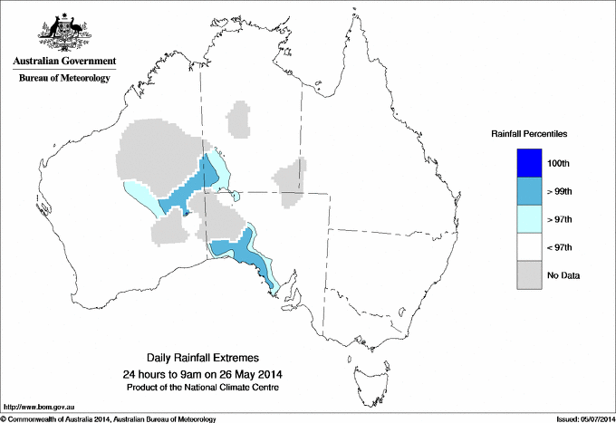 Australian daily rainfall extreme area maps