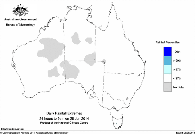 Australian daily rainfall extreme area maps