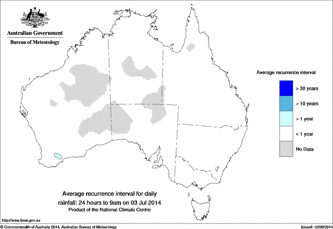 Australian daily rainfall average recurrence interval maps