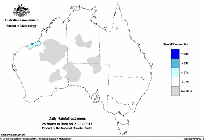 Australian daily rainfall extreme area maps