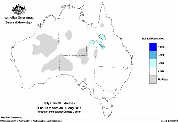 Australian daily rainfall extreme area maps