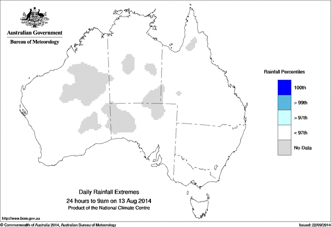 Australian daily rainfall extreme area maps