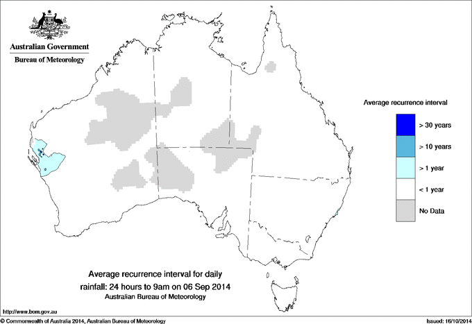 Australian daily rainfall average recurrence interval maps