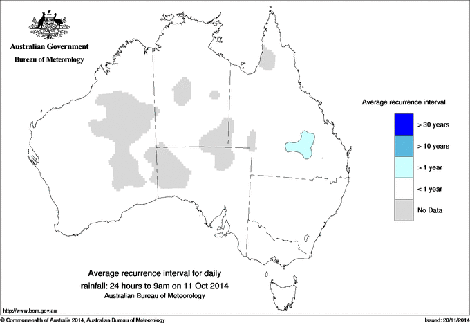 Australian daily rainfall average recurrence interval maps