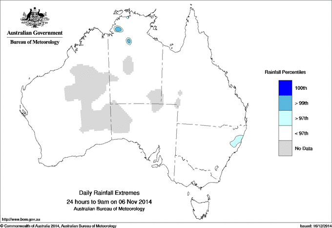 Australian daily rainfall extreme area maps