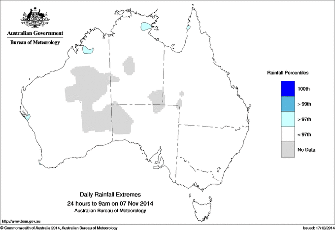 Australian daily rainfall extreme area maps