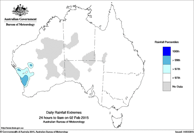 Australian daily rainfall extreme area maps