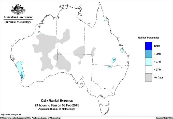 Australian daily rainfall extreme area maps