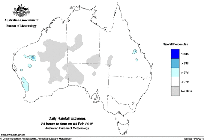 Australian daily rainfall extreme area maps