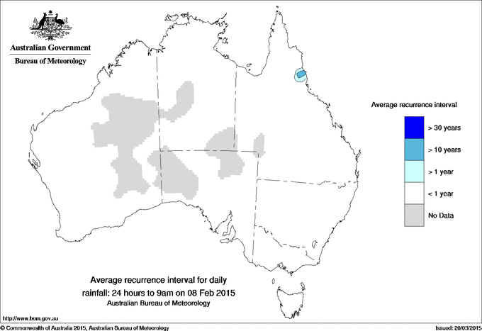 Australian daily rainfall average recurrence interval maps