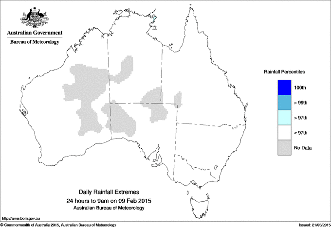 Australian daily rainfall extreme area maps
