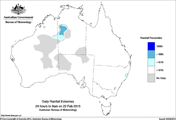 Australian daily rainfall extreme area maps