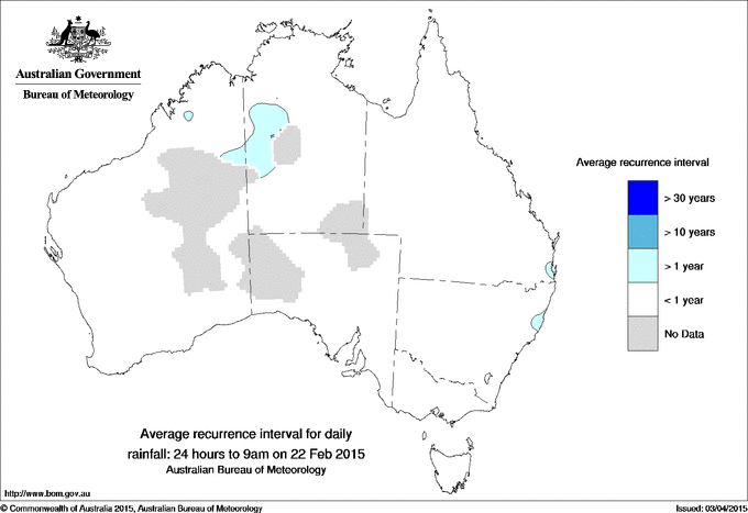 Australian daily rainfall average recurrence interval maps