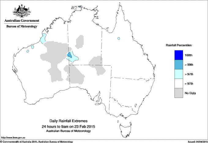 Australian daily rainfall extreme area maps