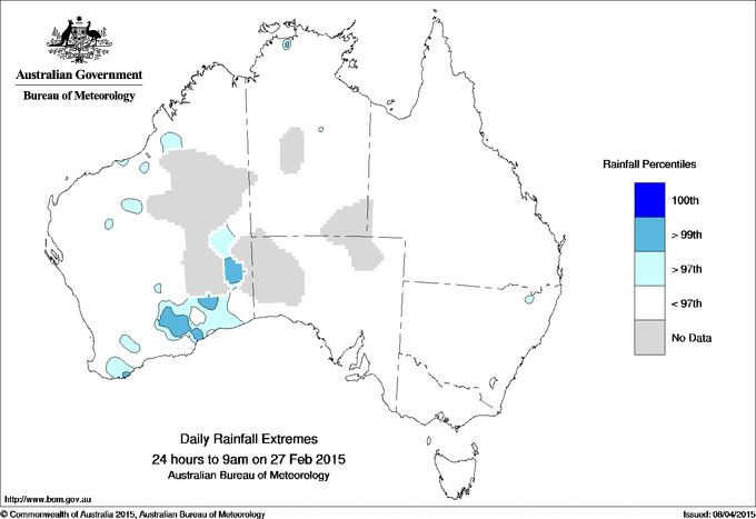 Australian daily rainfall extreme area maps