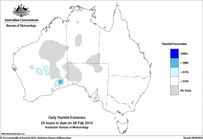 Australian daily rainfall extreme area maps