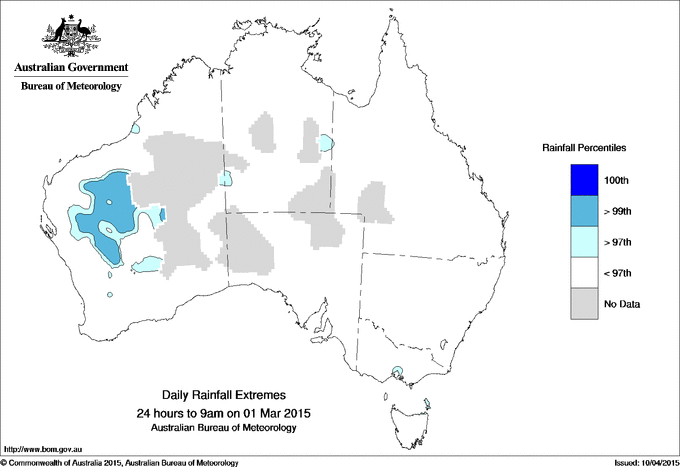 Australian daily rainfall extreme area maps